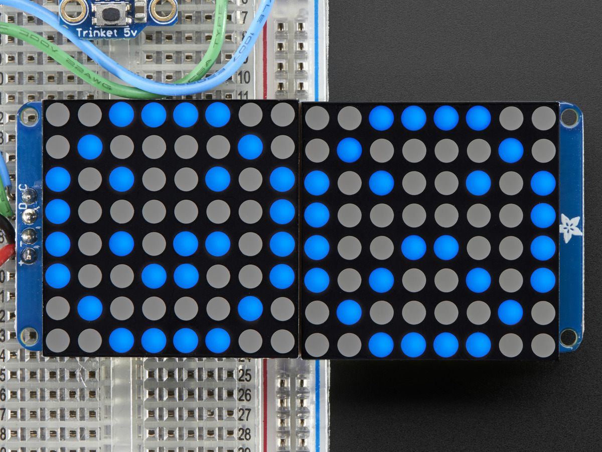 16x8 1.2 LED Matrix + Backpack - Ultra Bright Round Blue LEDs
