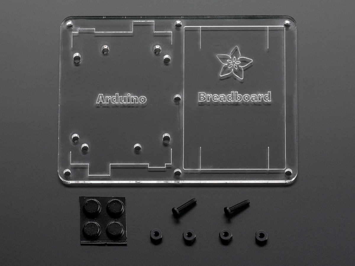 Adafruit Plastic mounting plate for breadboard and Arduino - rubber feet!